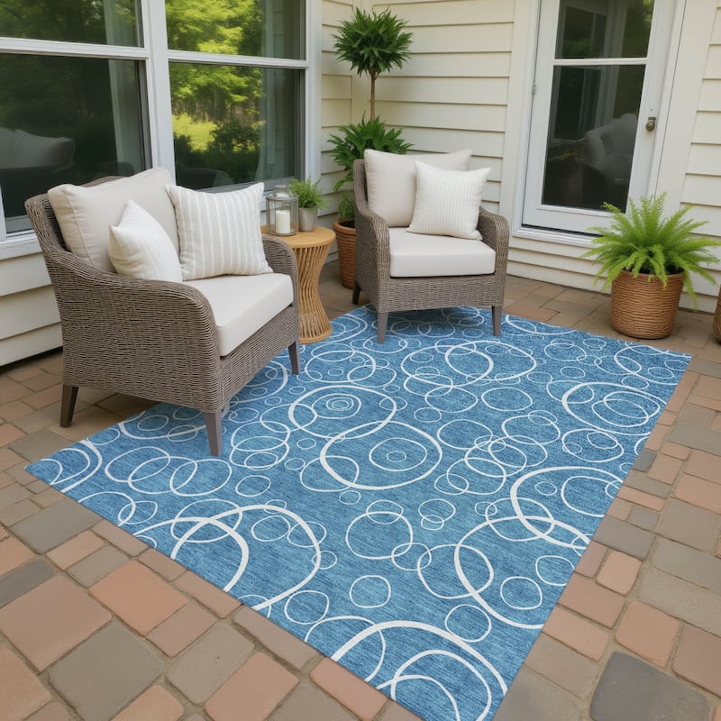 Machine Washable Indoor/ Outdoor Contemporary Nexus Chantille Rug - Teal - 2'6" x 3'10"