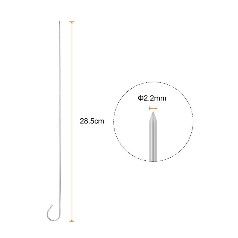 24pcs Kebob Skewers 28.5cm x 2.2mm Round BBQ Grill Sticks - 28.5cm x 2.2mm - Silver