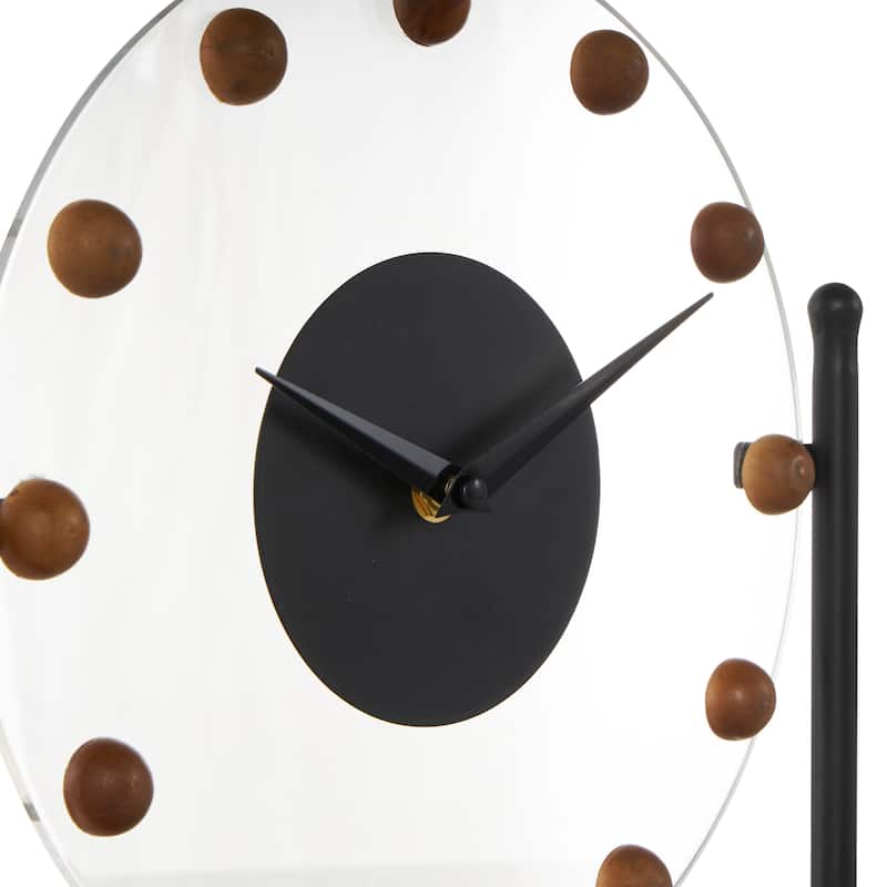 Gold or Black Metal Acrylic Face Clock with Wood Ball Accents