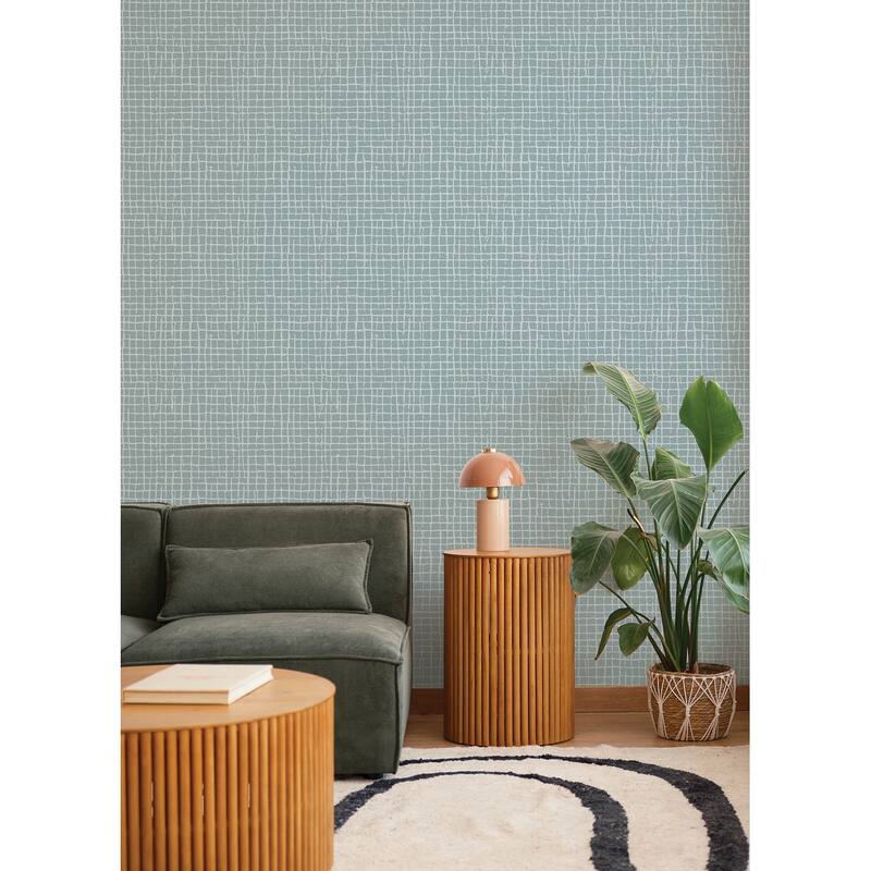 A-Street Prints Albin Sky Blue Gridline Wallpaper