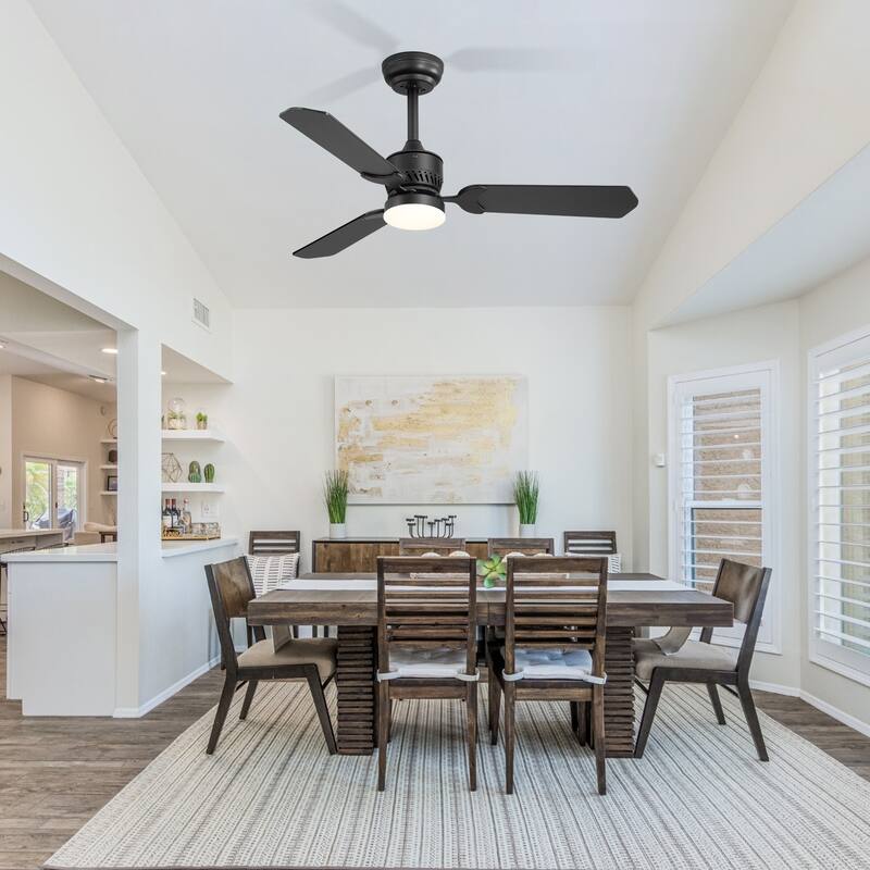 2-Pack 42" Ceiling Fans with Lights, LED Indoor Fan, Black Wood Blades ...