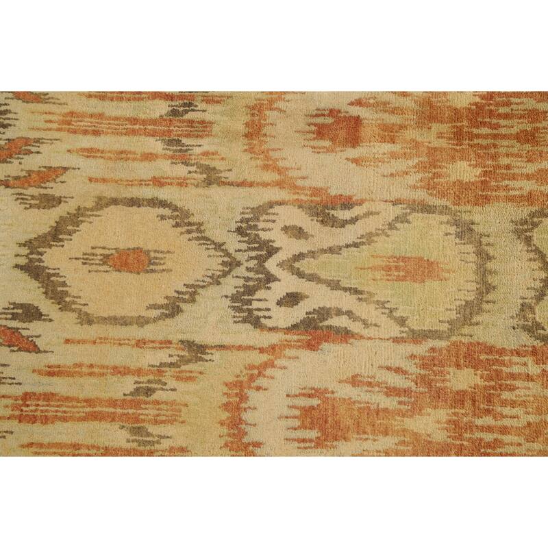 All-over Ikats Oriental Living Room Area Rug Wool Hand-knotted Carpet - 8'10" x 11'10"