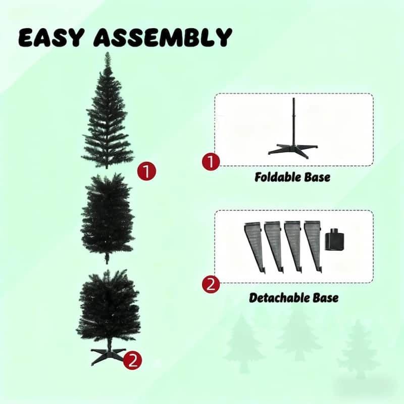 7 Foot Pencil Christmas Tree with Sturdy Base, Perfect for Modern Holiday Decor - Black