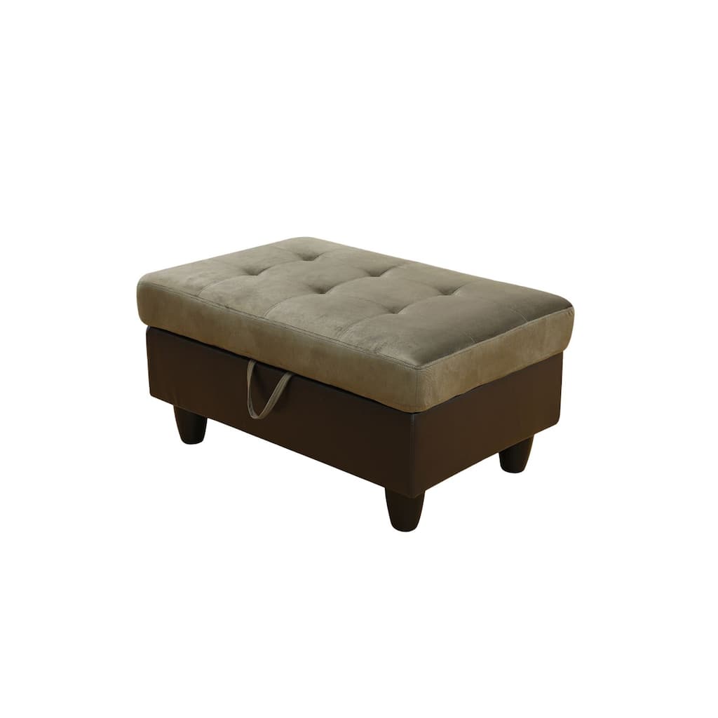 35 in. Taupe Velvet Storage Ottoman Footstool