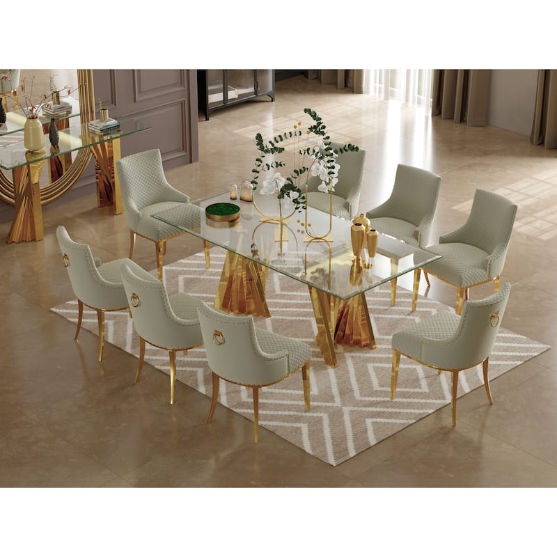78 inch and 94 inch Glass Dinner Table Falcone Kitchen and Dining Table