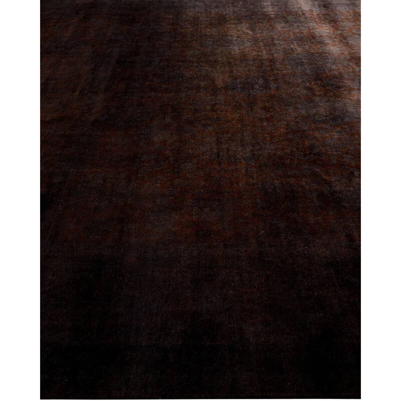 Overton Hand Knotted Wool Vintage Inspired Modern Contemporary Overdyed Black Area Rug - 10' 2" x 13' 7"