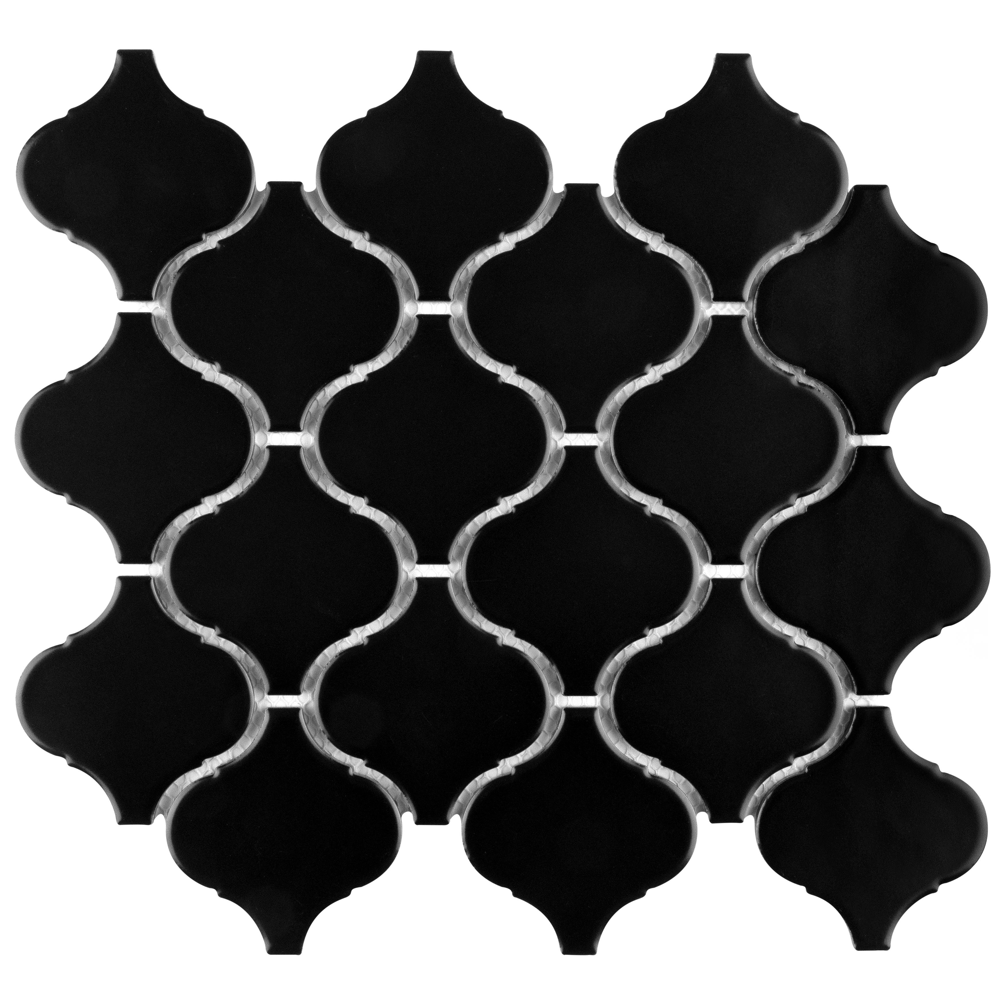 Merola Tile Metro Lantern Matte Black 9-1/2" x 10-3/4" Porcelain Mosaic Floor and Wall Tile