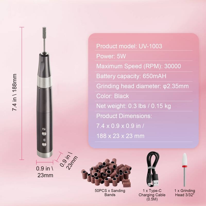 Electric Rechargeable Nail Drill for Manicure Pedicure Carve Polish