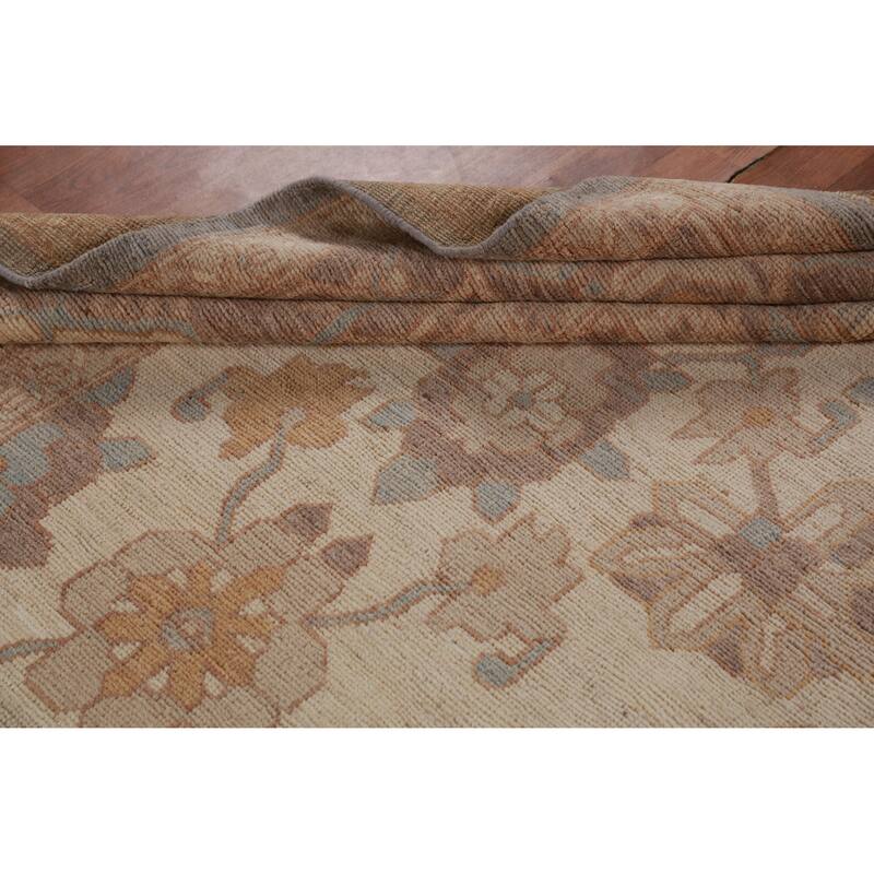 Hand Knotted Oriental 100% Wool Carpet Transitional Medallion Greys & Charcoal Oushak Area Rug - 14' 3'' X 10' 0''