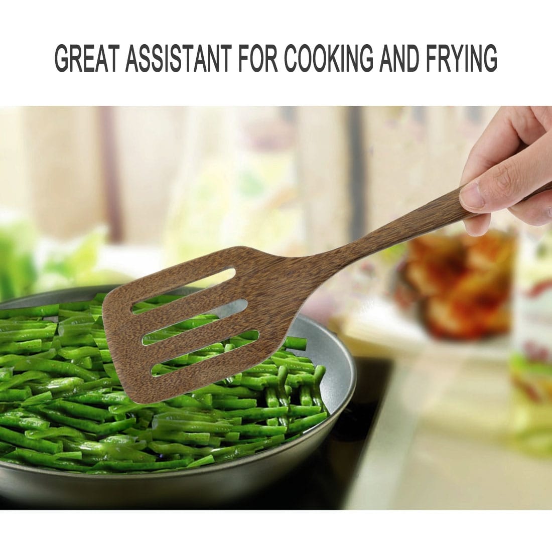 Shop Wooden Slotted Turner Spatula Heat Resistant Non Sticky Seamless Overstock 31429012