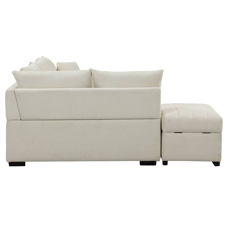 82.6" L-shaped Sectional Pull Out Sofa Bed Sleeper Sofa