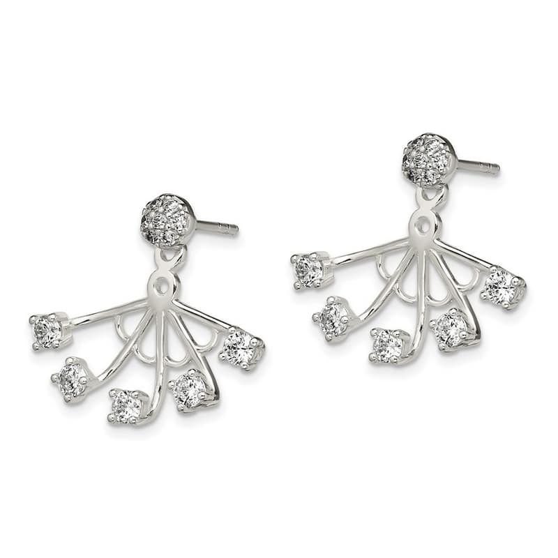 Curata 925 Sterling Silver CZ Cubic Zirconia Removeable Front Back Post Earrings (19mm x 22mm)