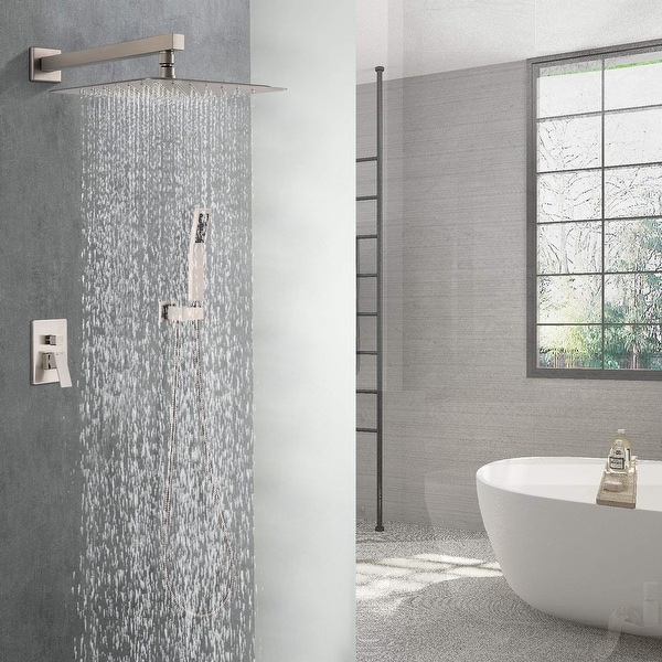 HIMK shower system shower faucet set with bathtub nozzle and 12-inch wall mount 