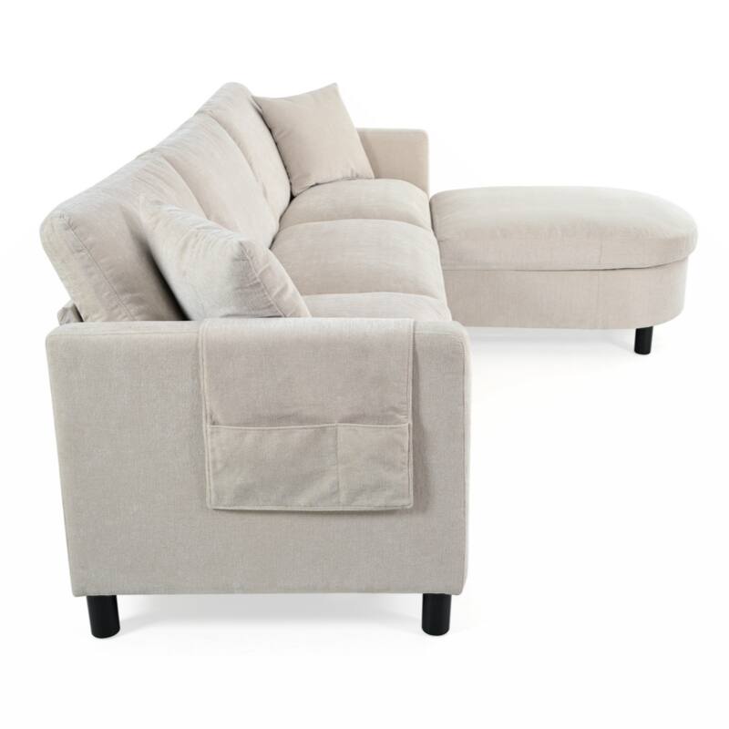 Sectional Sofa Couch With 1 Ottoman,Seat Cushion and Back Cushion Removable