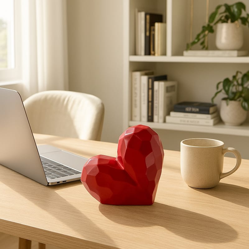 Modern Stone Ceramic Geometric Heart Sculpture