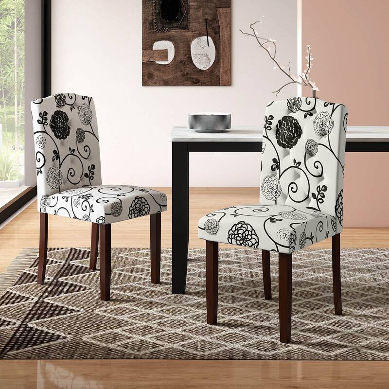 Costway Wooden Dining Chair Set of 4 with Rubber Wood Legs Padded Seat - See Details