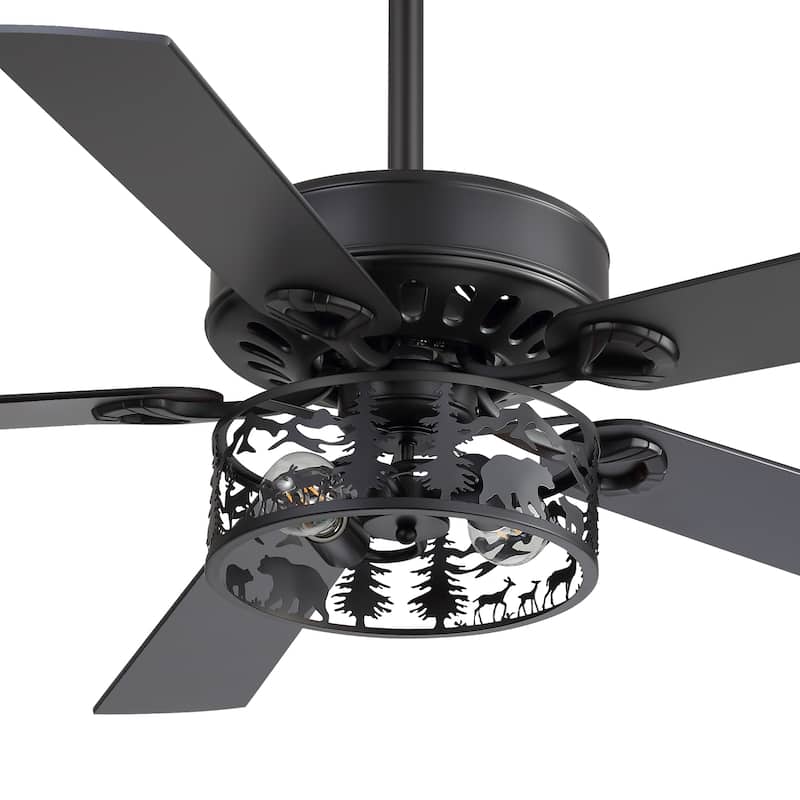 52-inch Reversible 5-Blade Caged Ceiling Fan with Light and Remote