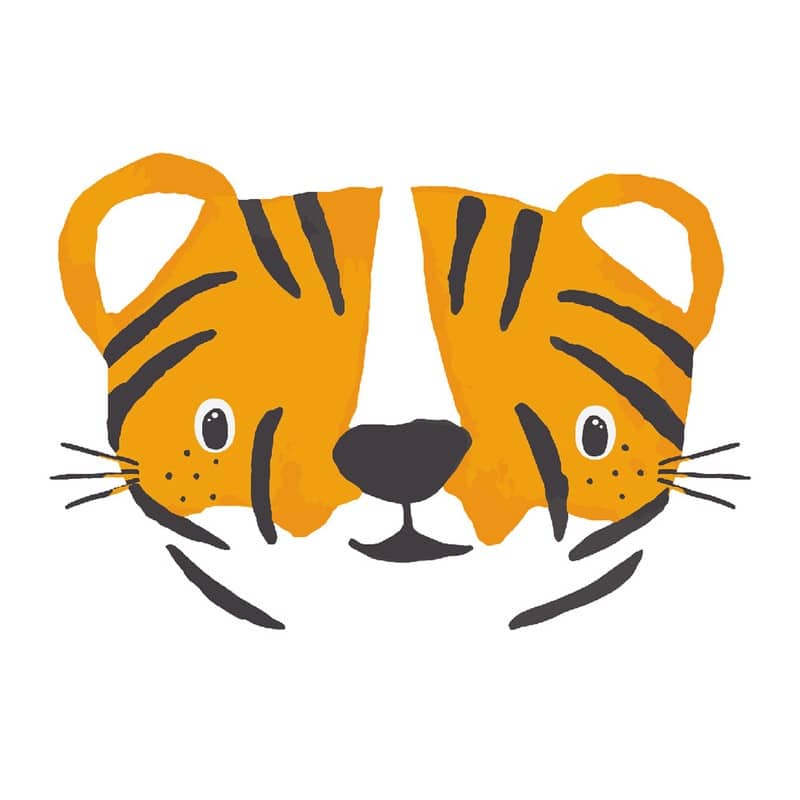 Tempaper Tiger Cubs Removable Wall Decals (Contains 4 Pieces on (2) 17.25" x 9.75" Sheets) - Red