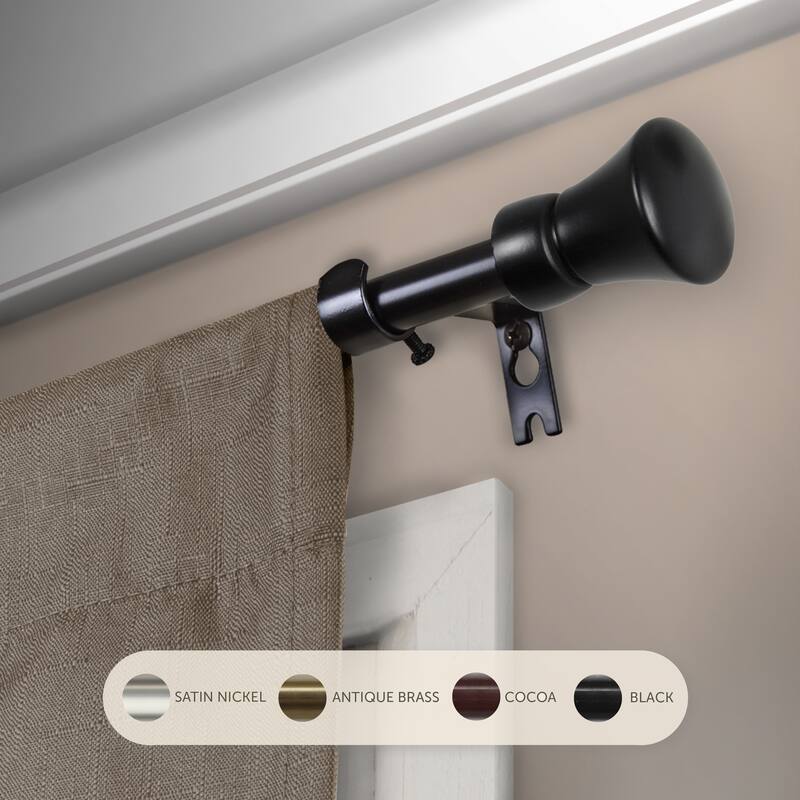 InStyleDesign Demi Adjustable Curtain Rod - 28 to 48 inches - Black
