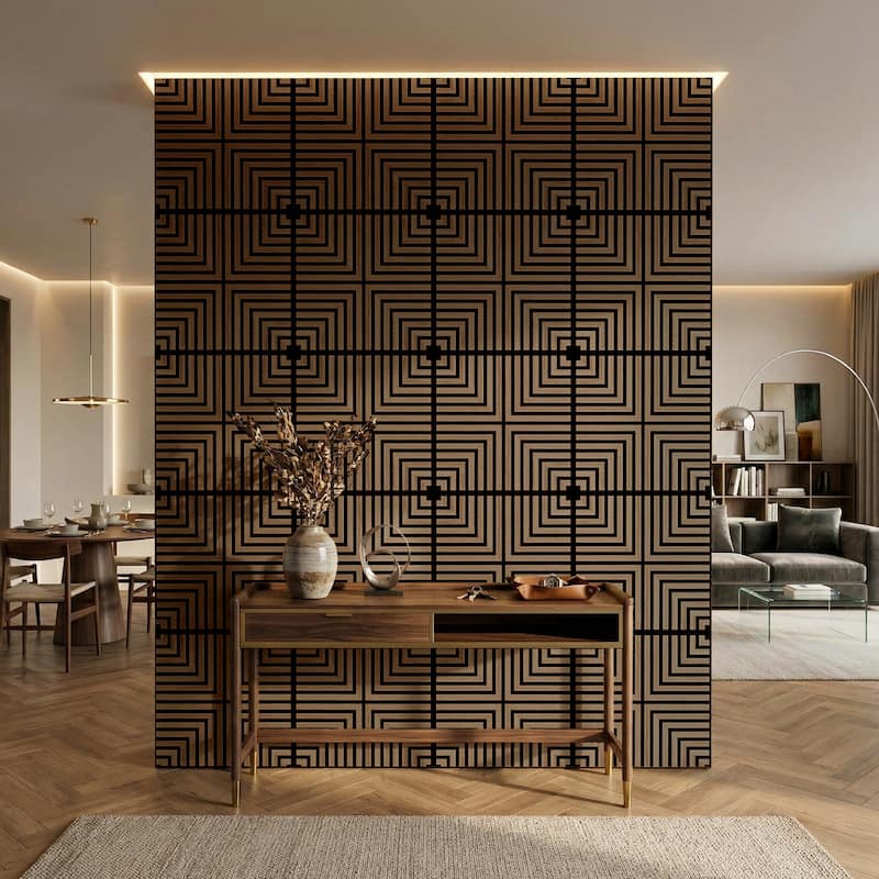 23.6" x 23.6" Wood Geometric Acoustic Wall Panels for Ceiling and Wall Decor, 4-Pack (15 sq ft)