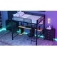 preview thumbnail 5 of 14, Black Full Size Metal Loft Bed Frame with Storage Shelf and LED Light, Iron Mesh