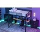 preview thumbnail 5 of 14, Full Size Loft Bed with Shelf, LED Light and Iron Mesh, Black
