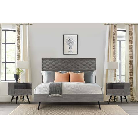 Makena 3 Piece Bedroom Set in Grey Acacia Wood