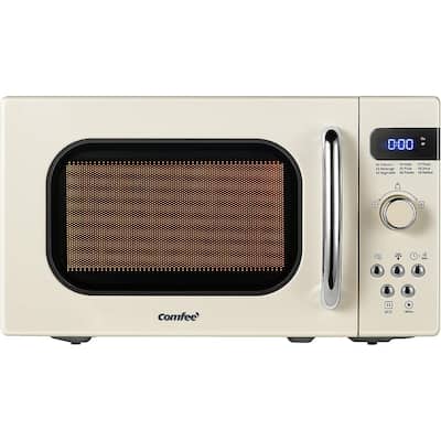 Retro Small Microwave Oven With Compact Size, 9 Preset Menus, Position-Memory Turntable, Mute Function