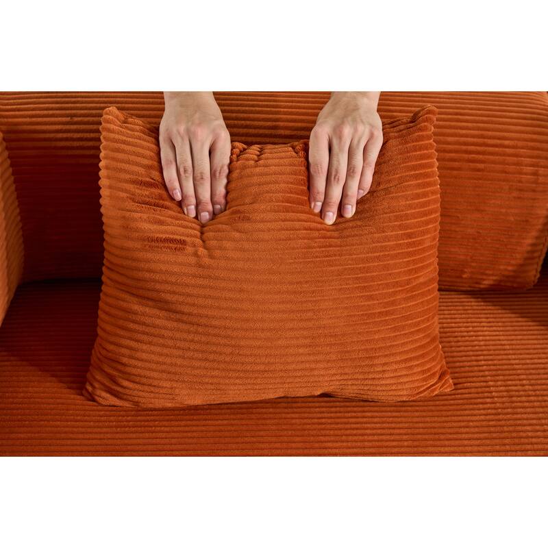 Convertible Corduroy Sleeper Sofa Bed, 4-in-1 Folding Mattress Couch with Cylindrical Pillow & Fixed-Shape Frame, No-Assembly