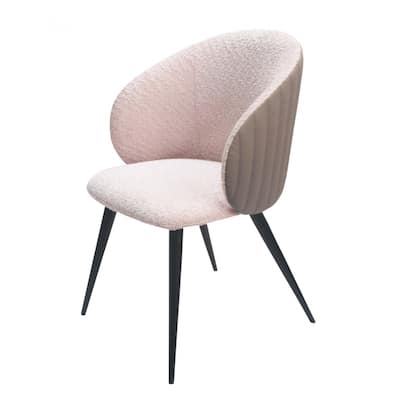 Cream Fabric Wing Back Armchair with Black Metal Legs for Dining Room - 22” x 18.5” x 31.8” (D x W x H)