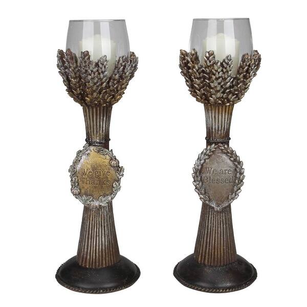 Set Of 2 Brown And Clear Blessed Thanksgiving Votive Candleholders 12 5 Overstock 16551977