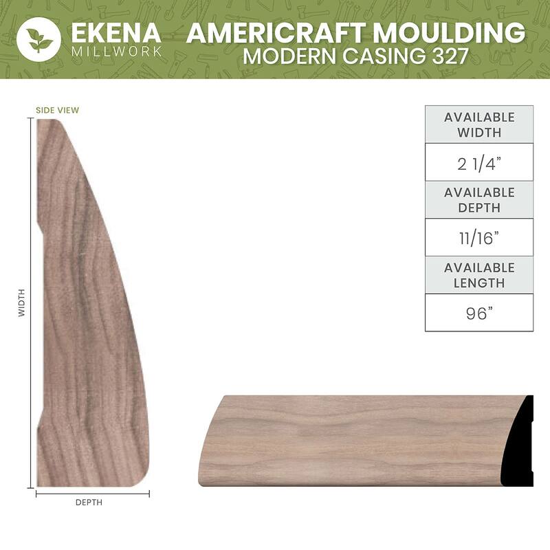 WM327: 11/16-in D x 2-1/4-in W x 96-in L Americraft Solid Hardwood Stain Grade Modern Casing Moulding