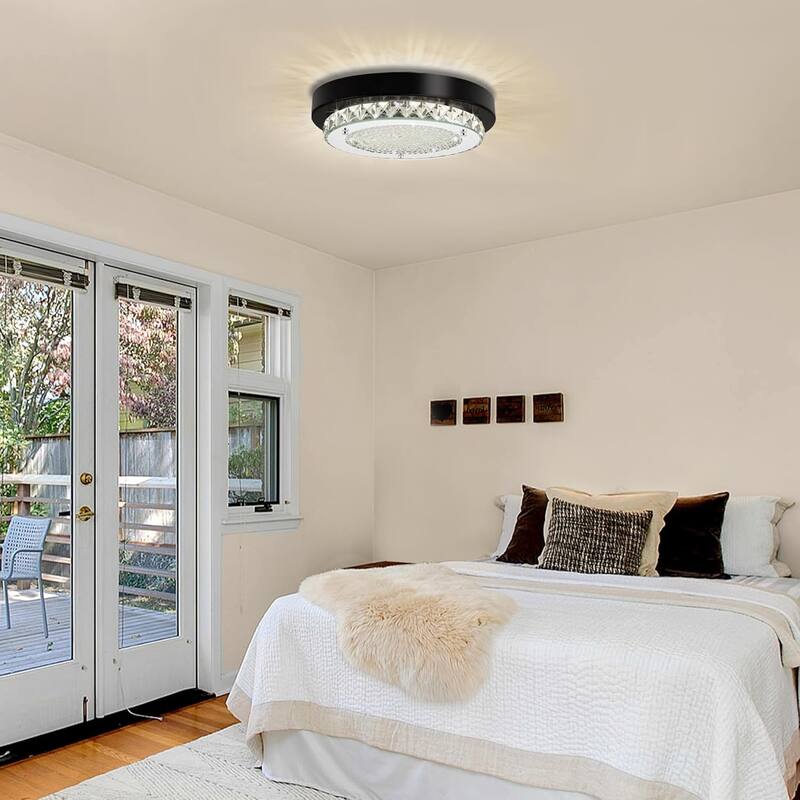 Led ceiling light black flush mount light glass, metal, crystal hallway lights