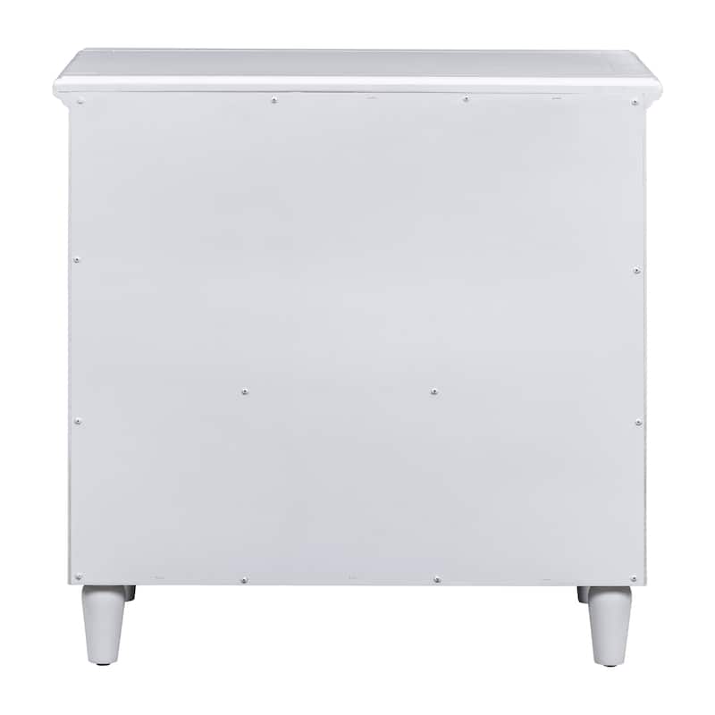 Fully Assembled 3-Drawer Nightstand, MDF & Pine Wood with Rubberwood Legs, Metal Ball Slide Glides