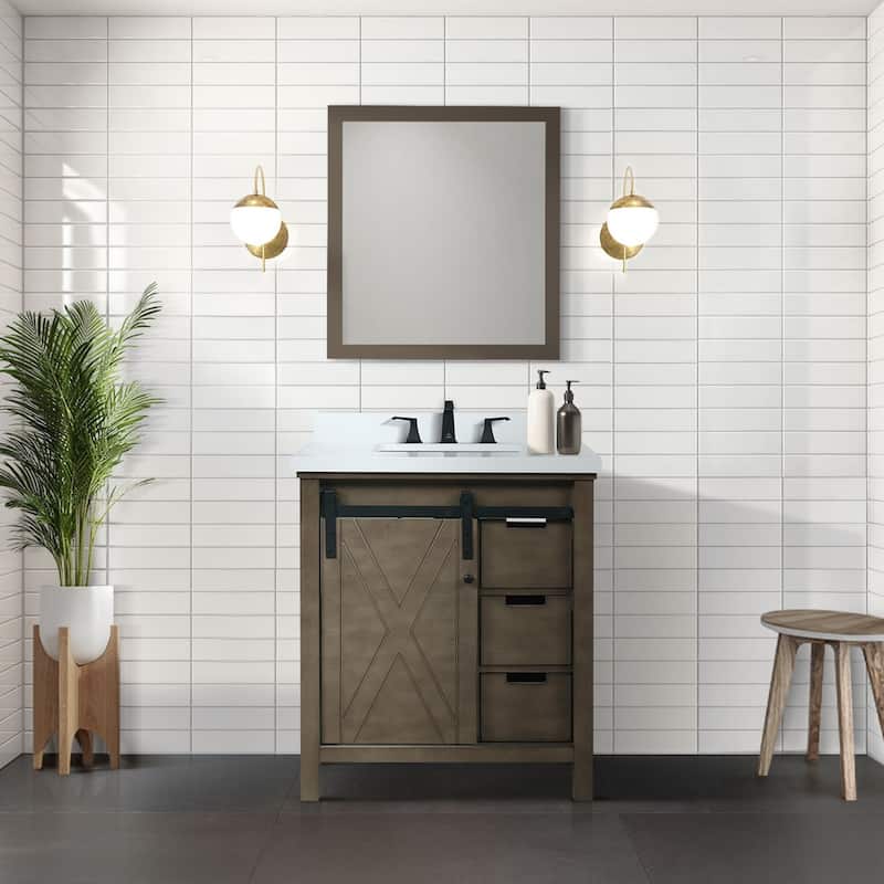 Marsyas Brown Bath Vanity, Cultured Marble Countertop and Mirrors