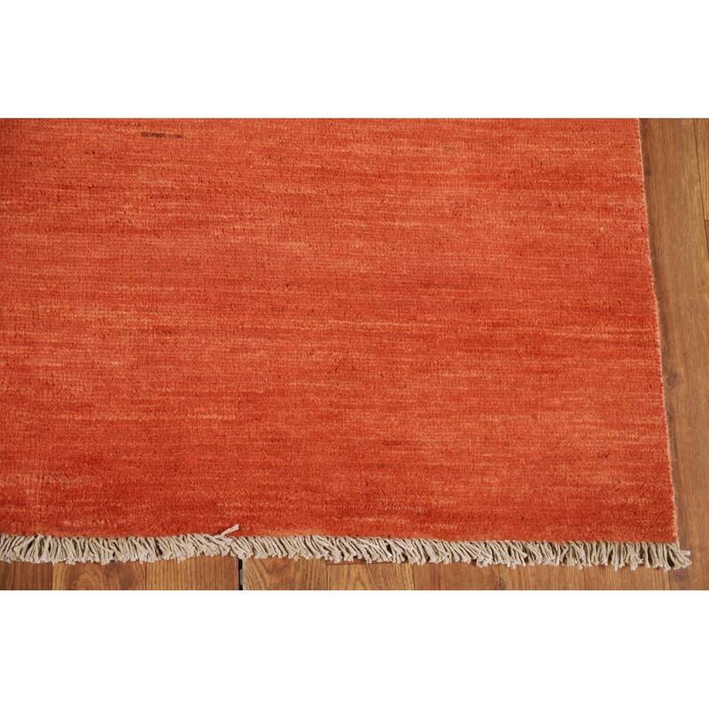Orange Modern Gabbeh Oriental Area Rug Handmade Stripe Wool Carpet - 4'10" x 6'5"