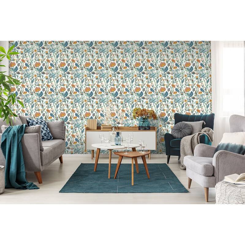 Arthouse Mallory Blue Vivid Floral Wallpaper