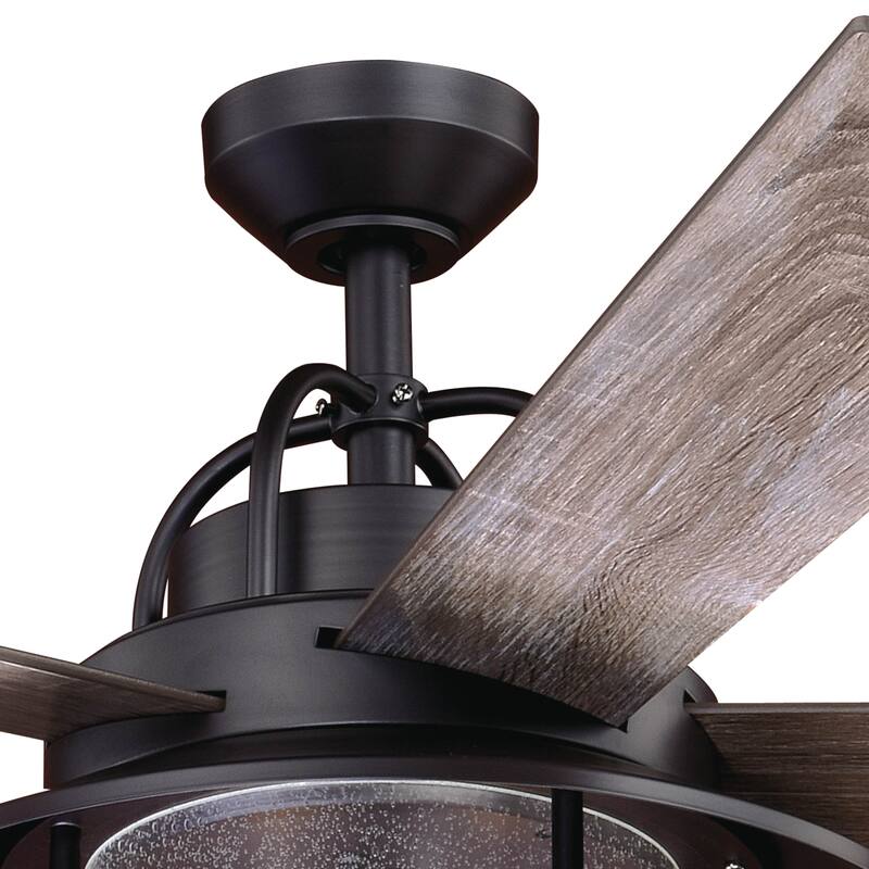 Charleston 56 In. Bronze Farmhouse Indoor-Outdoor Ceiling Fan with LED Light Kit and Remote - 56-in W x 19.5-in H x 56-in D