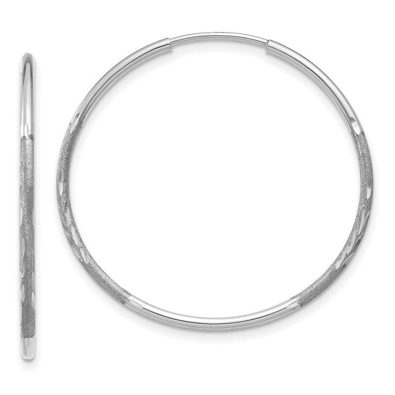 Curata 14k White Gold Sparkle Cut Endless Hoop Earrings - 26x26mm