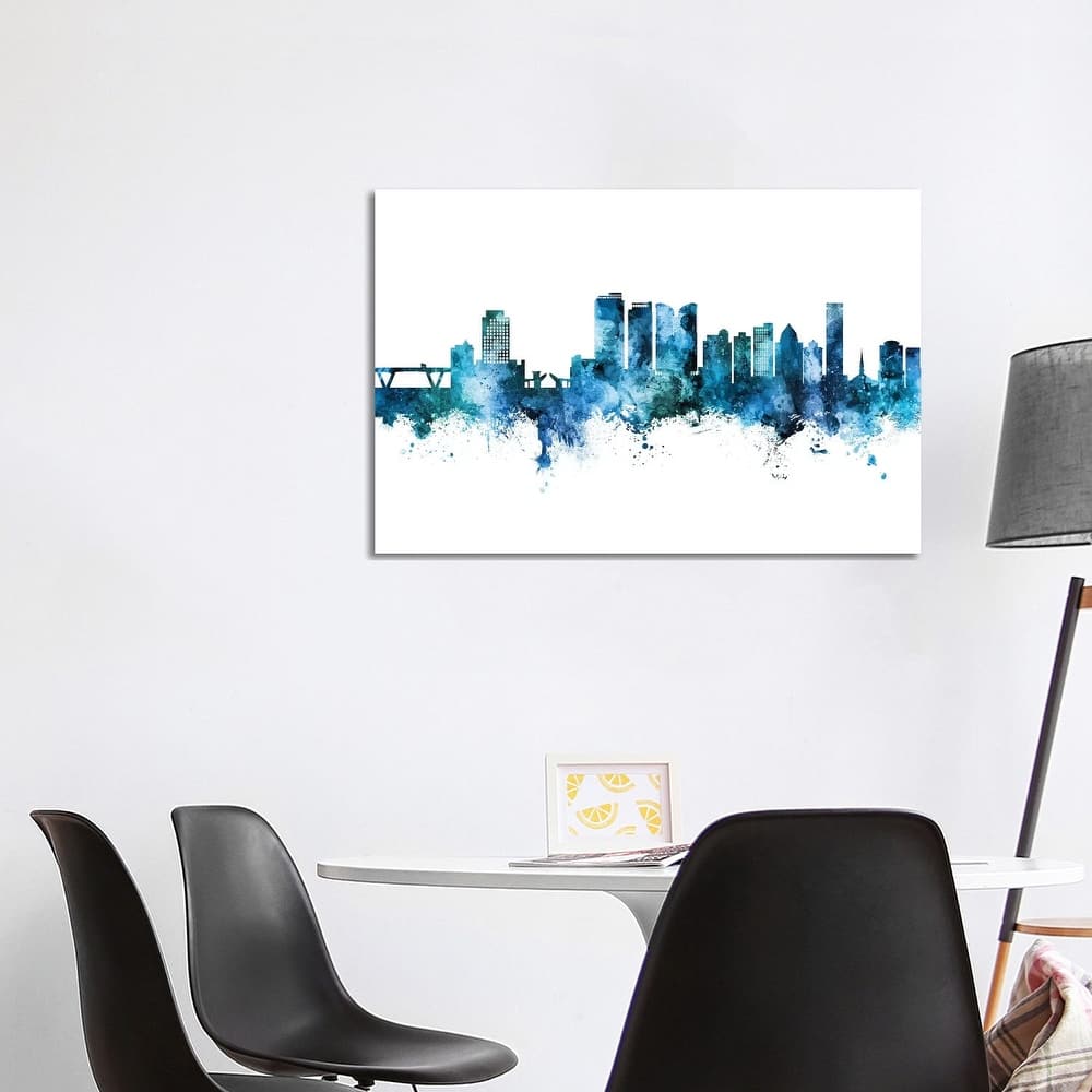 iCanvas "Fort Lauderdale Skyline Blue Teal" by Michael Tompsett Canvas Print