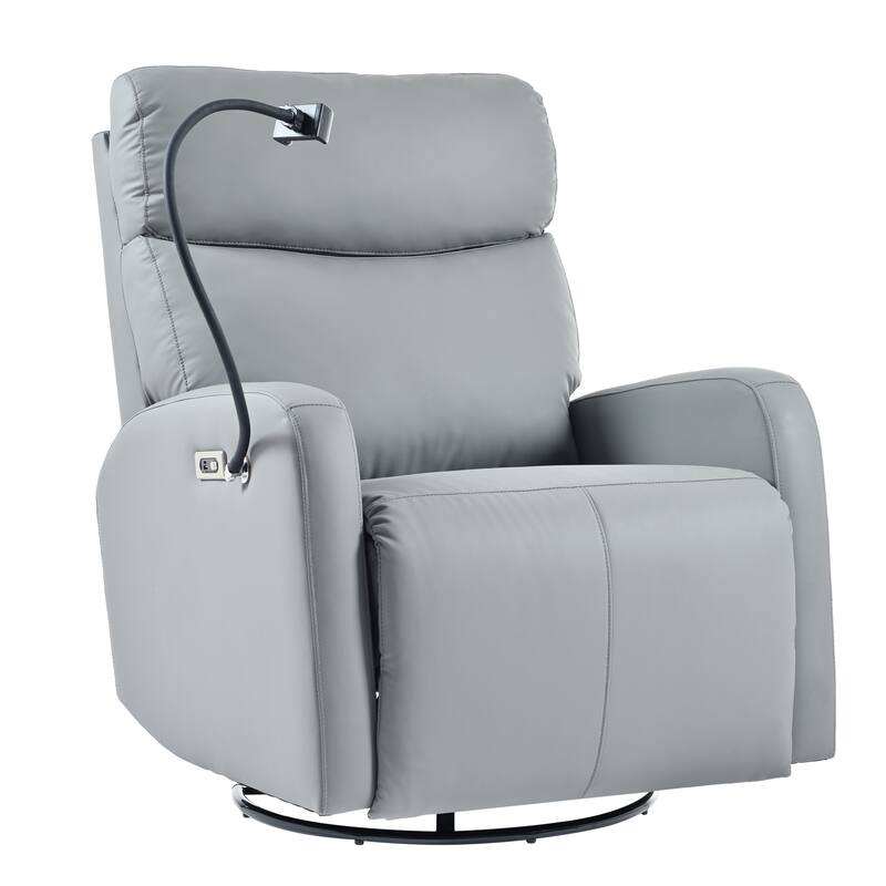 PU Power Swivel Recliner Chair with 270° Rotation, Electric 95-160° Recline and Dual USB Ports - 330lb Capacity