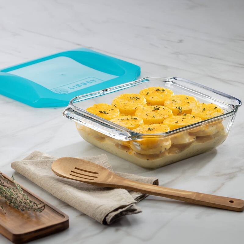 Libbey Bakers Premium 8x8 Inch Glass Baking Dish Set of 2 with Lids - Set of 4