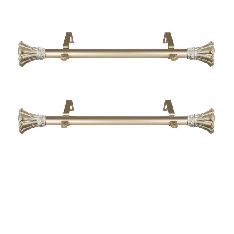 Side Window Curtain Rod Set - 1" Rod, 12-20" Length, Light Gold Finish (2-Pack) - 20