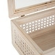 preview thumbnail 5 of 7, Cream Metal Handmade Woven Storage Decorative Box with Bronze Latches and Tempered Glass Tops (Set of 2) - 9"W x 14"L x 5"H