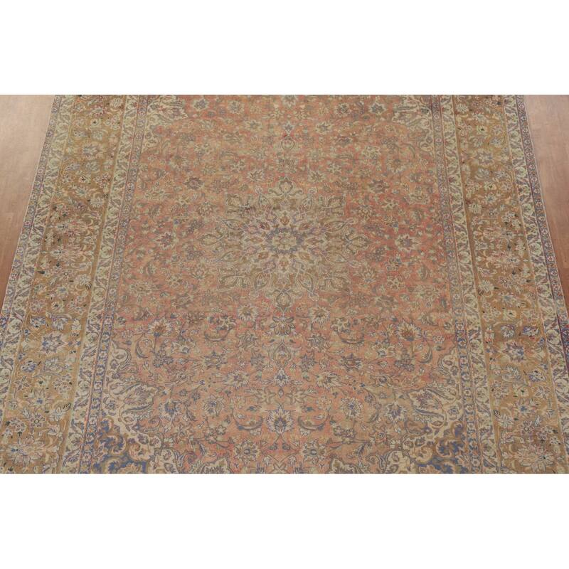 Hand Knotted Oriental 100% Wool Carpet Traditional Floral Oranges & Rust Kashan Area Rug - 13' 0'' X 9' 6''