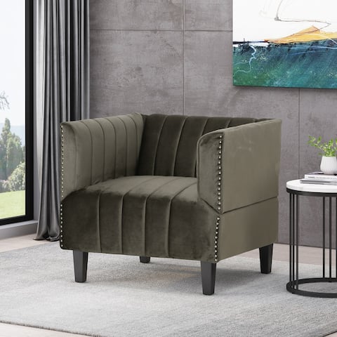 Weymouth Contemporary Channel Stitch Velvet Club Chair by Christopher Knight Home