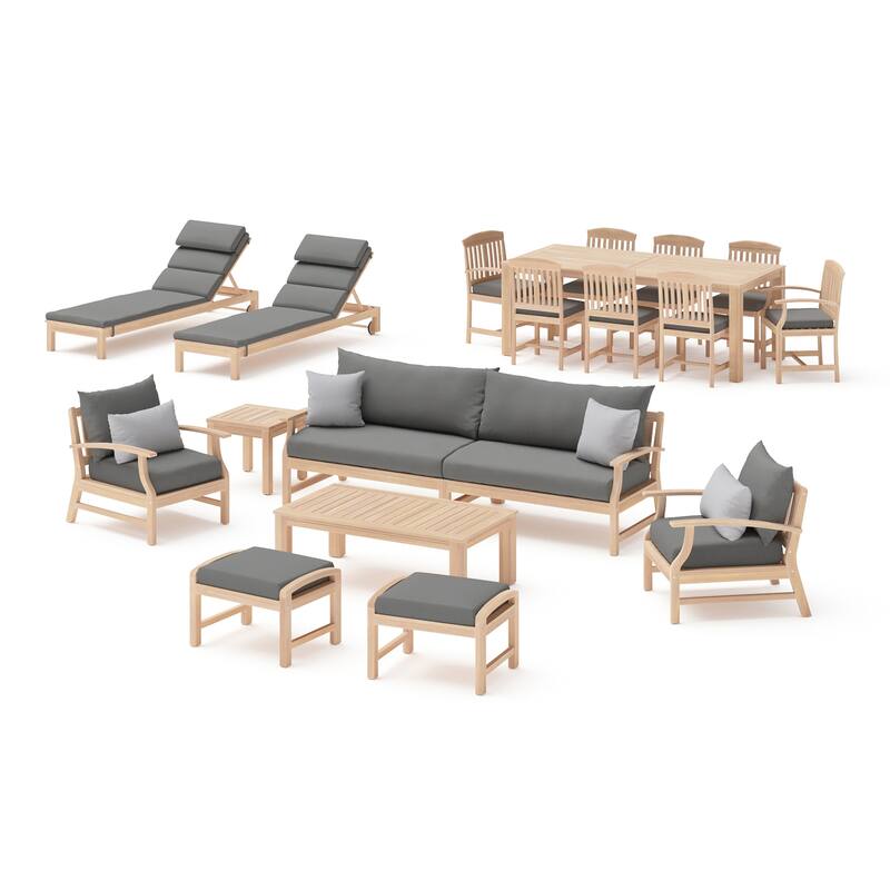 Kooper 19 Piece Sunbrella Outdoor Patio Estate Collection Seating Set - Charcoal Gray