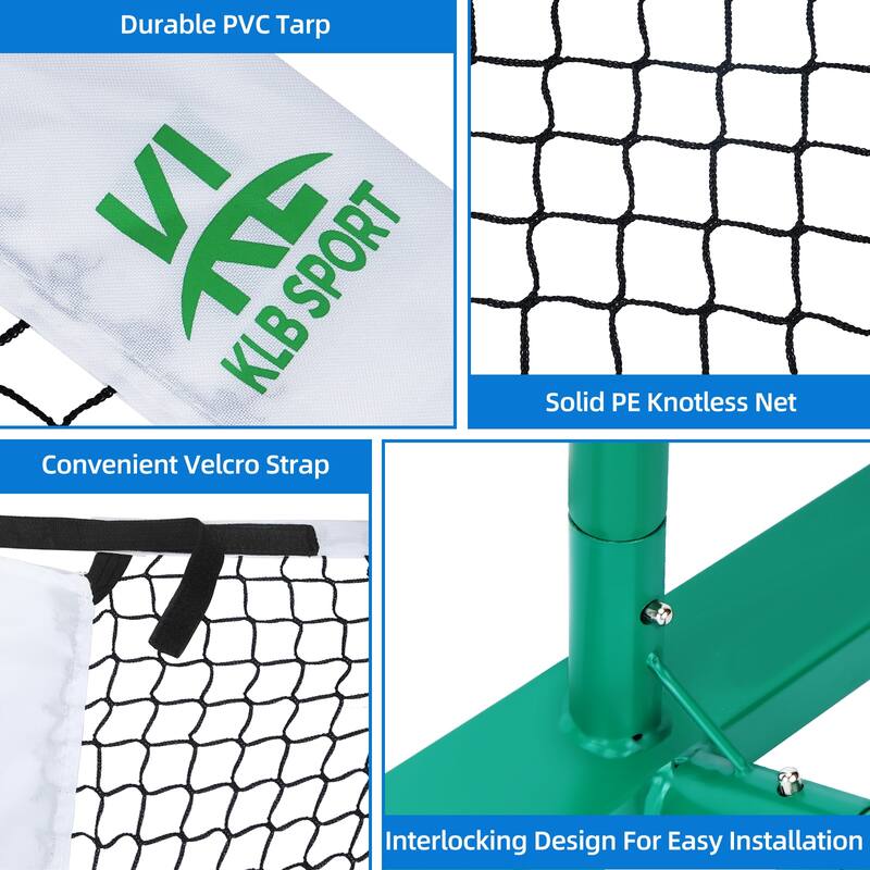 Roomfitters 22 ft Pickleball Net with Steady Metal Frame, All-Weather Setup for Outdoor and Indoor Driveways, Black White