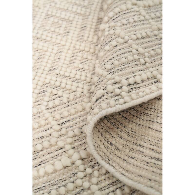 Hand Knotted Oriental 100% Wool Carpet Modern Geometric Beige & Ivories Modern Gotti Design Area Rug - 9' 8'' X 7' 11''