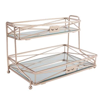Home Details 2 Tier Vanity Tower in Rose Gold - 10.25"x 6.5"x 6.70"